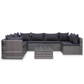 Sofa Set Grey Poly rattan Medium Modular Outdoor Sofa S...