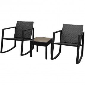 Patio Furniture Black Powder-coated steel, PE rattan, G...