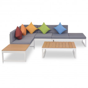 Garden Sofa Set White and brown Aluminum and WPC Light ...