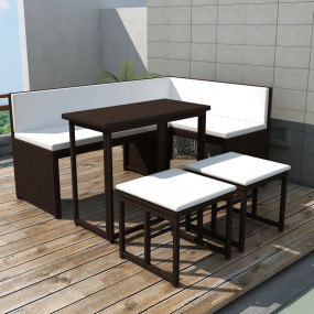 Garden Furniture Set Brown, Cream White