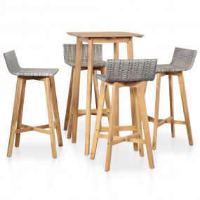 Bar Set Brown Solid Acacia Wood Large Durable Bar Set S...
