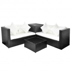 Patio Furniture Black Poly Rattan Medium Modular