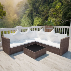 Patio Furniture Brown Poly Rattan Medium Removable Cove...
