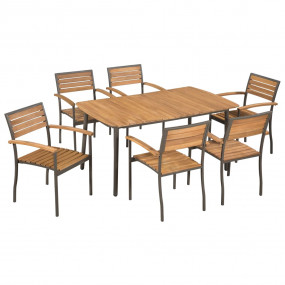 Garden Table And Chair Natural wood and black