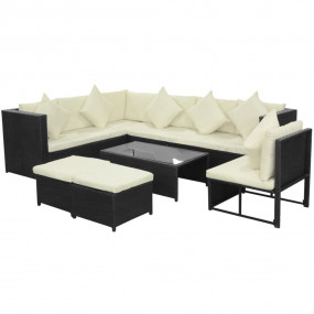 Patio Furniture Black Poly Rattan Modular Patio Furnitu...