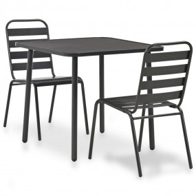 Bistro Set Dark Grey E-coated and powder-coated steel S...