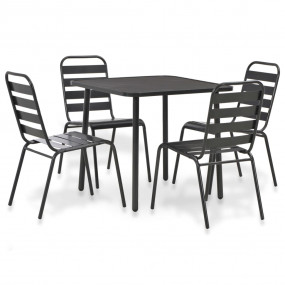 Steel Dining Set Dark gray E-coated steel, powder-coate...