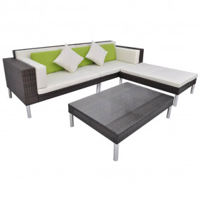 Garden Sofa Brown, Cream White Steel frame Large Modula...
