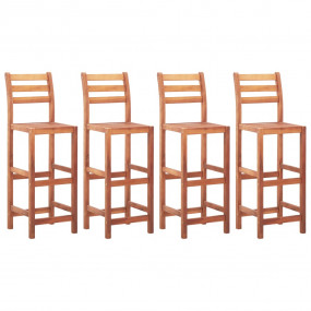 Bar Chair Set of 4 Natural wood Solid Acacia wood Mediu...