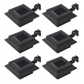 Solar Lamp Set of 6 Black Plastic 4.7 in square Solar L...
