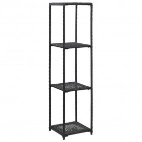 Storage Shelf Black Poly Rattan 11.8x11.8x47.2 in Stora...
