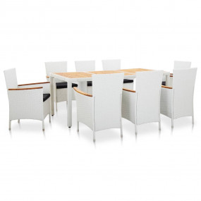 Dining Set White PE Rattan 9 Piece Set Removable Covers