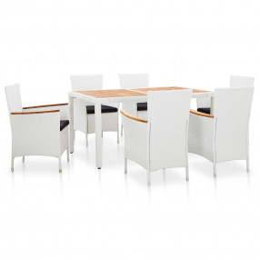 Dining Set Natural, White, Black