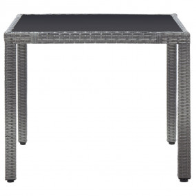 Dining Set Grey PE rattan, Steel, Tempered glass 5 Piec...