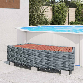 Spa Step Grey PE rattan, eucalyptus wood, powder-coated...