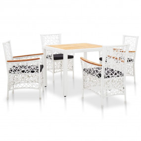Dining Set Natural, White, Black (Cushion)