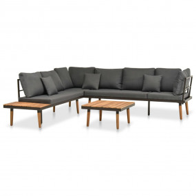 Sofa Set Dark grey, Wood