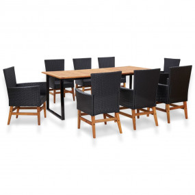 Garden Table And Chair Black, Natural, Cream white