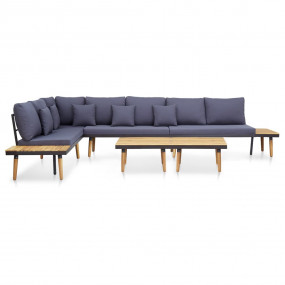 Garden Lounge Set Brown and dark grey
