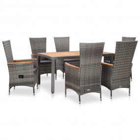 Outdoor Dining Set Grey and Acacia wood color