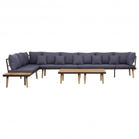 Garden Lounge Set Natural wood Solid Acacia wood Large ...