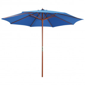 Garden Parasol Blue Polyester, Laminated Bamboo, Hardwo...