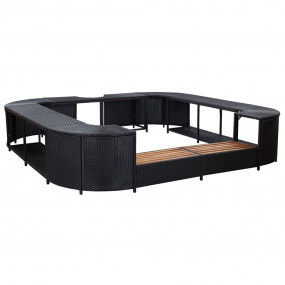 Spa Surround Black PE rattan, powder-coated steel, soli...