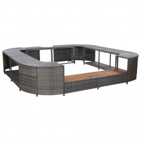 Spa Surround Grey PE rattan, powder-coated steel, solid...