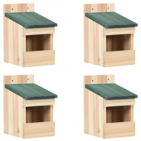 Birdhouse Set of 4 Natural wood, green Firwood Small St...