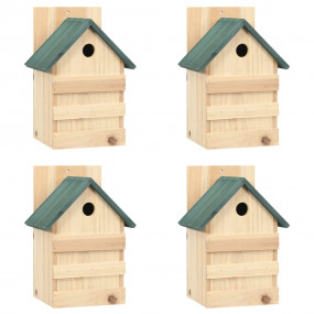 Birdhouse Set of 4 Natural wood, Green Firwood Small Or...