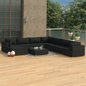 Patio Lounge Set Set of 9 Black