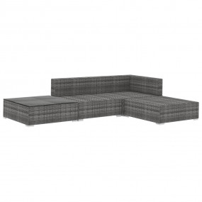 Garden Lounge Set Grey Poly Rattan Medium Modular