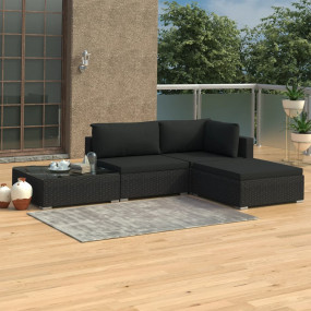 Patio Lounge Set Set of 4 Black