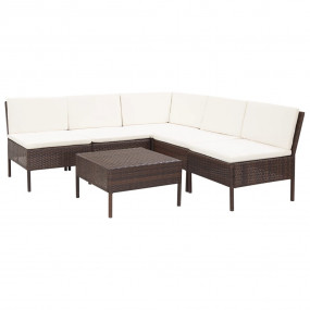 Garden Lounge Set Brown PE Rattan Medium Modular