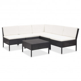Garden Lounge Set Black, Cream White