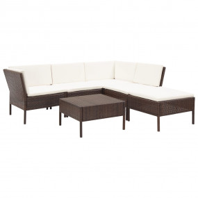 Garden Lounge Set Brown, Cream White