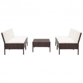 Garden Sofa Set Brown PE Rattan 5-piece Modular Garden ...