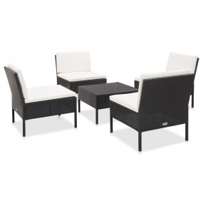 Garden Sofa Set Black PE rattan 5 pieces Modular