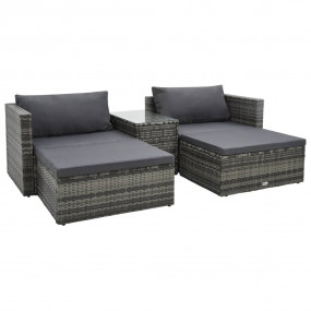 Garden Sofa Grey PE rattan, powder-coated steel Large M...