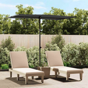 Garden Parasol Black Polyester, Aluminum 6.6 x 4.9 ft R...
