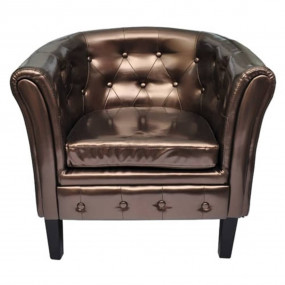 Chesterfield Brown Wooden frame, faux leather upholster...