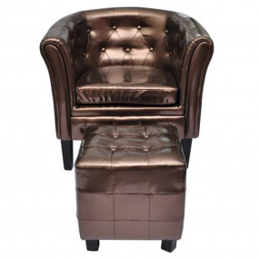 Chesterfield Set of 2 Brown Faux Leather Standard Durab...