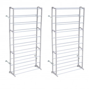 Shoe Rack Set of 2 White Plastic with metal struts Comp...