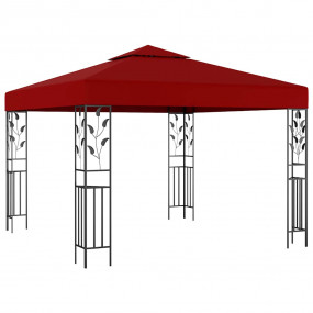 Outdoor Awning Wine Red Steel 9.8x9.8 ft Decorative Inl...