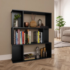 Book Cabinet Black Engineered Wood Book Cabinet Rectang...