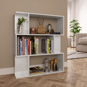 Book Cabinet High gloss white Engineered wood Medium St...