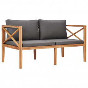 Garden Bench Dark Grey Sanded Teak Hardwood Medium Dura...