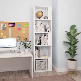 Book Cabinet White Engineered Wood Medium Book Cabinet