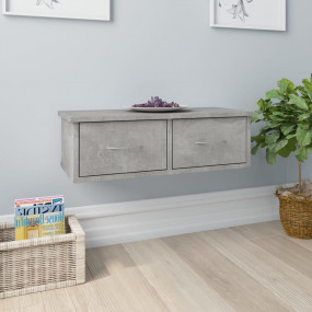 Drawer Shelf Concrete Grey Engineered Wood Compact Wall...