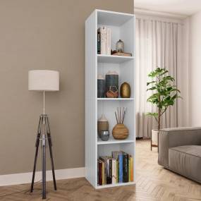 Book Cabinet White Engineered Wood 14.2 x 11.8 x 56.3 i...
